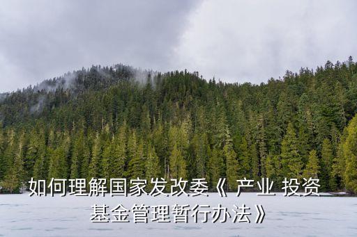 如何理解國家發(fā)改委《 產(chǎn)業(yè) 投資 基金管理暫行辦法》