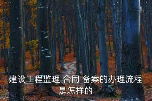 建設工程監(jiān)理 合同 備案的辦理流程是怎樣的