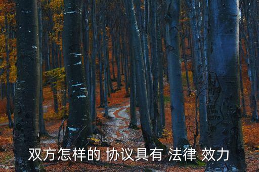 雙方怎樣的 協(xié)議具有 法律 效力