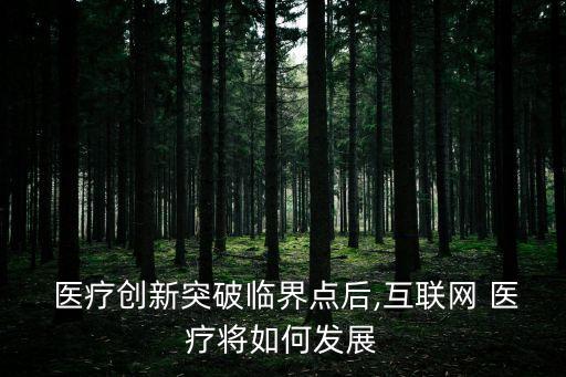  醫(yī)療創(chuàng)新突破臨界點(diǎn)后,互聯(lián)網(wǎng) 醫(yī)療將如何發(fā)展