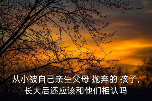 從小被自己親生父母 拋棄的 孩子,長大后還應(yīng)該和他們相認(rèn)嗎