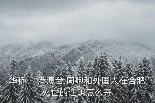 華僑、 港澳臺(tái) 同胞和外國(guó)人在合肥死亡的證明怎么開(kāi)