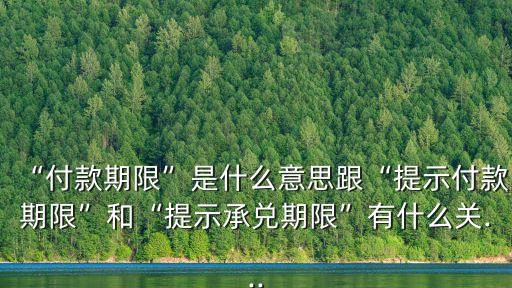 “付款期限”是什么意思跟“提示付款期限”和“提示承兌期限”有什么關(guān)...