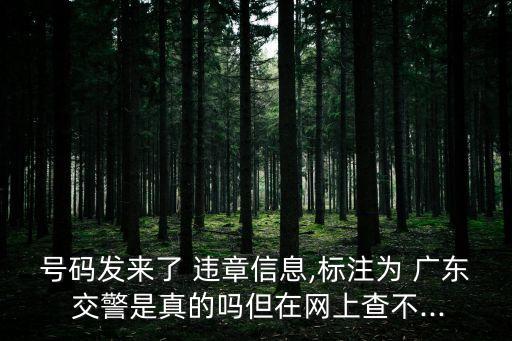 號碼發(fā)來了 違章信息,標注為 廣東 交警是真的嗎但在網(wǎng)上查不...
