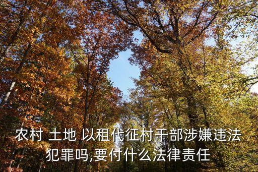農(nóng)村 土地 以租代征村干部涉嫌違法犯罪嗎,要付什么法律責(zé)任
