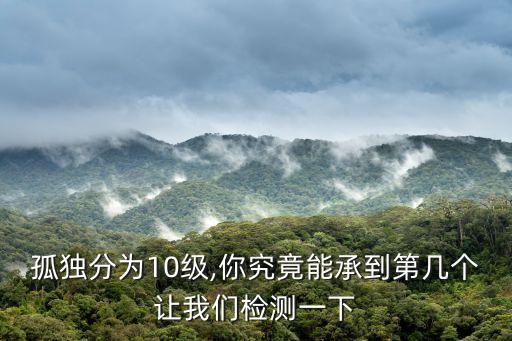 孤獨(dú)分為10級(jí),你究竟能承到第幾個(gè)讓我們檢測(cè)一下