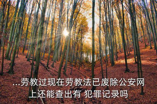 ...勞教過(guò)現(xiàn)在勞教法已廢除公安網(wǎng)上還能查出有 犯罪記錄嗎