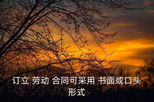 訂立 勞動(dòng) 合同可采用 書面或口頭形式