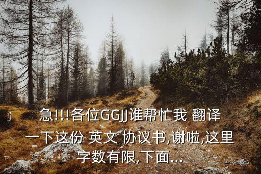急!!!各位GGJJ誰幫忙我 翻譯一下這份 英文 協(xié)議書,謝啦,這里字?jǐn)?shù)有限,下面...