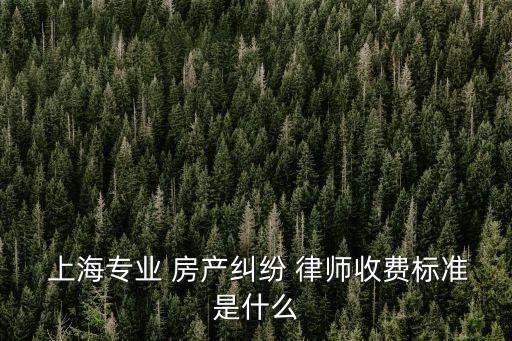  上海專業(yè) 房產(chǎn)糾紛 律師收費(fèi)標(biāo)準(zhǔn)是什么