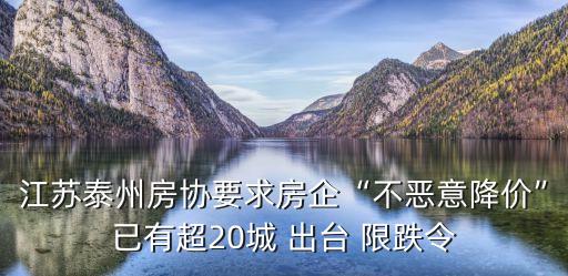 江蘇泰州房協(xié)要求房企“不惡意降價”已有超20城 出臺 限跌令