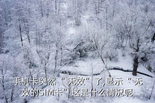 手機(jī)卡突然“ 無效”了,顯示“ 無效的SIM卡”這是什么情況呢