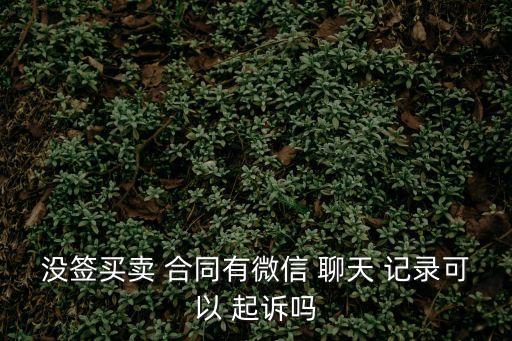 沒簽買賣 合同有微信 聊天 記錄可以 起訴嗎