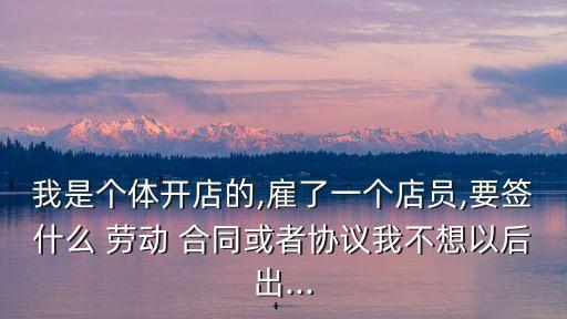 我是個體開店的,雇了一個店員,要簽什么 勞動 合同或者協(xié)議我不想以后出...