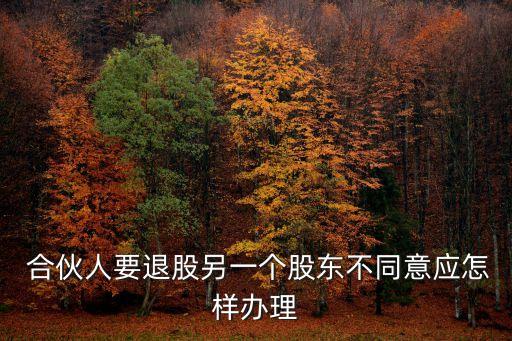  合伙人要退股另一個股東不同意應(yīng)怎樣辦理