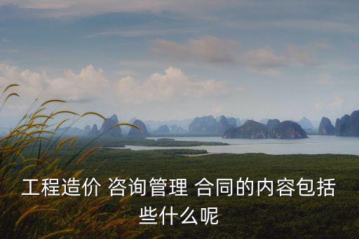 工程造價(jià) 咨詢管理 合同的內(nèi)容包括些什么呢