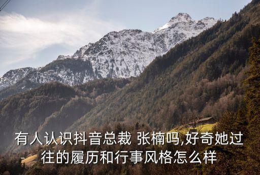 有人認(rèn)識(shí)抖音總裁 張楠嗎,好奇她過(guò)往的履歷和行事風(fēng)格怎么樣