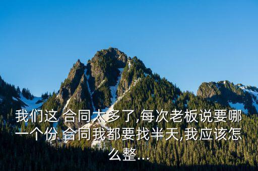 我們這 合同太多了,每次老板說要哪一個份 合同我都要找半天,我應該怎么整...