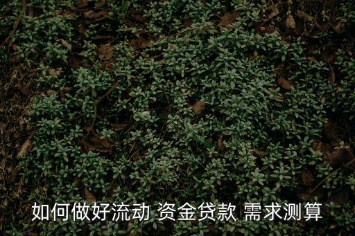 營運資金需求,貸款人應(yīng)合理測算借款人營運資金需求