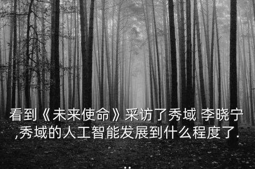 看到《未來(lái)使命》采訪了秀域 李曉寧,秀域的人工智能發(fā)展到什么程度了...