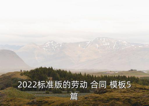2022標準版的勞動 合同 模板5篇