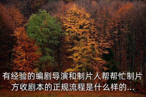 有經(jīng)驗(yàn)的編劇導(dǎo)演和制片人幫幫忙制片方收劇本的正規(guī)流程是什么樣的...