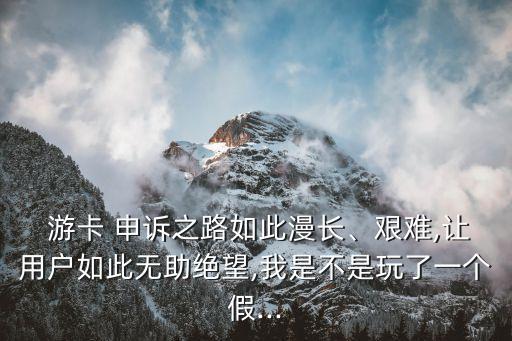  游卡 申訴之路如此漫長(zhǎng)、艱難,讓用戶如此無助絕望,我是不是玩了一個(gè)假...