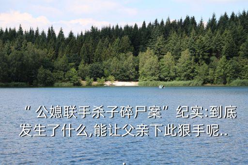 “ 公媳聯(lián)手殺子碎尸案”紀(jì)實(shí):到底發(fā)生了什么,能讓父親下此狠手呢...