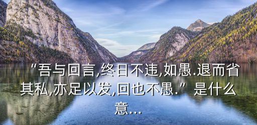“吾與回言,終日不違,如愚.退而省其私,亦足以發(fā),回也不愚.”是什么意...