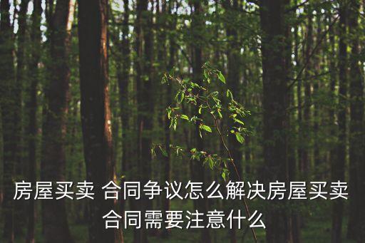 房屋買賣 合同爭議怎么解決房屋買賣 合同需要注意什么