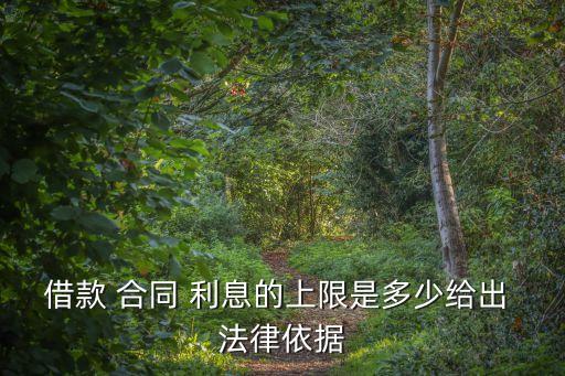 借款 合同 利息的上限是多少給出 法律依據(jù)