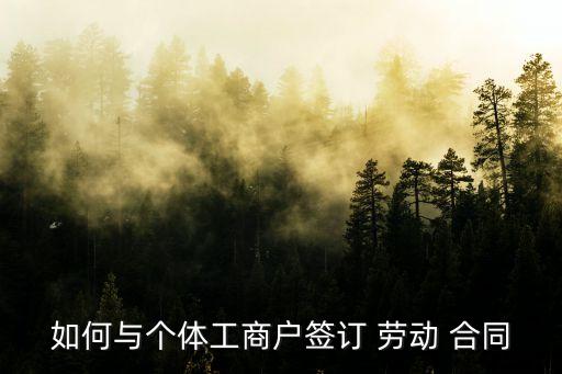 如何與個體工商戶簽訂 勞動 合同