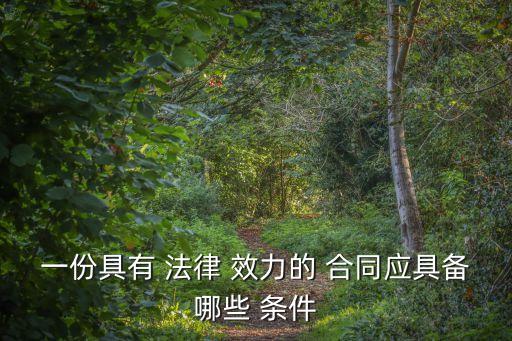 一份具有 法律 效力的 合同應具備哪些 條件