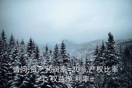 請問,資產(chǎn)利潤率=20%,產(chǎn)權(quán)比率=1, 權(quán)益凈 利率=