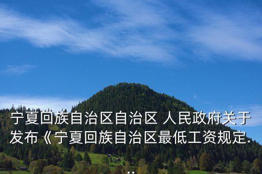 寧夏回族自治區(qū)自治區(qū) 人民政府關(guān)于發(fā)布《寧夏回族自治區(qū)最低工資規(guī)定...