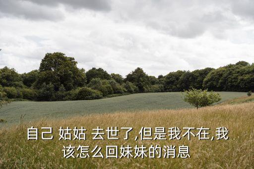 自己 姑姑 去世了,但是我不在,我該怎么回妹妹的消息