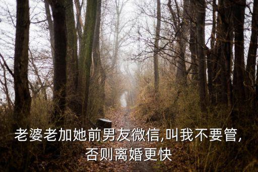 老婆老加她前男友微信,叫我不要管,否則離婚更快