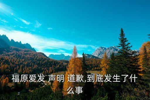 福原愛發(fā) 聲明 道歉,到底發(fā)生了什么事