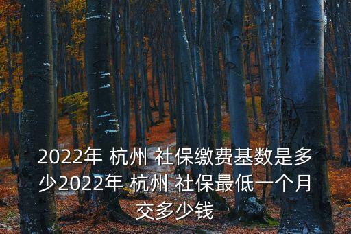 2022年 杭州 社保繳費(fèi)基數(shù)是多少2022年 杭州 社保最低一個(gè)月交多少錢(qián)