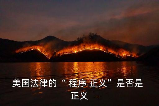 美國(guó)法律的“ 程序 正義”是否是 正義