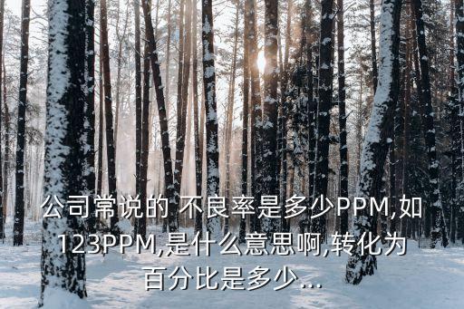 公司常說的 不良率是多少PPM,如123PPM,是什么意思啊,轉(zhuǎn)化為百分比是多少...