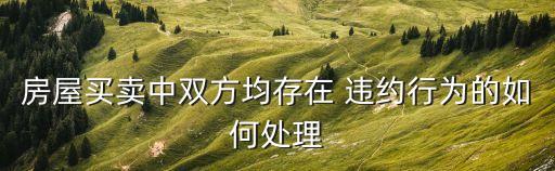 房屋買賣中雙方均存在 違約行為的如何處理