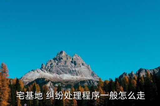  宅基地 糾紛處理程序一般怎么走
