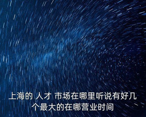 上海的 人才 市場在哪里聽說有好幾個(gè)最大的在哪營業(yè)時(shí)間