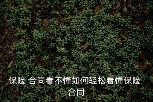 保險(xiǎn) 合同看不懂如何輕松看懂保險(xiǎn) 合同