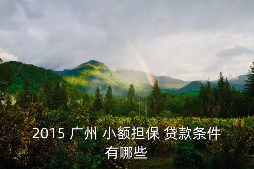 2015 廣州 小額擔(dān)保 貸款條件有哪些