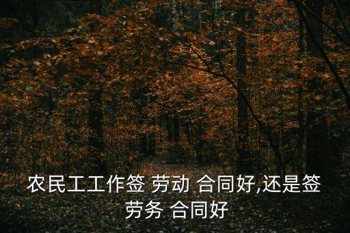 農(nóng)民工工作簽 勞動(dòng) 合同好,還是簽 勞務(wù) 合同好