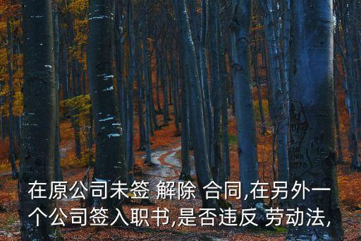 在原公司未簽 解除 合同,在另外一個(gè)公司簽入職書,是否違反 勞動(dòng)法,