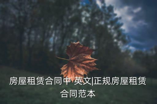房屋租賃合同中 英文|正規(guī)房屋租賃合同范本