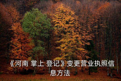 《河南 掌上 登記》變更營(yíng)業(yè)執(zhí)照信息方法